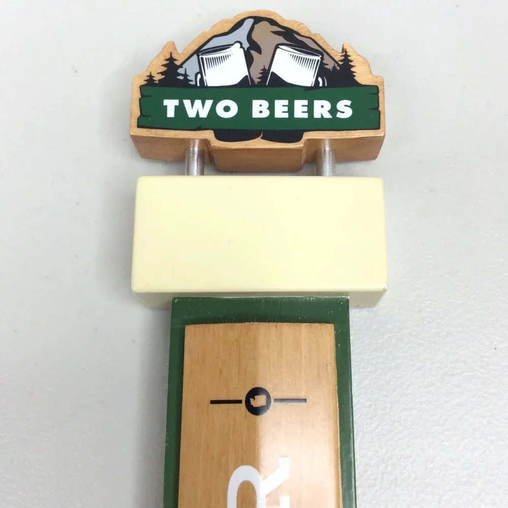 Two Beers Brewing Co Tap Handle Seattle Washington Fresh Hop Craft Keg Top 11.5